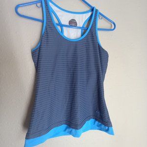 Bolle S Blue Turquoise Racerback Golf Tennis Workout Built in bra Exercise Top